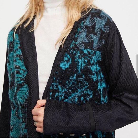 Free People Black and Blue Houndstooth Blazer Sz XS - Picture 3 of 7